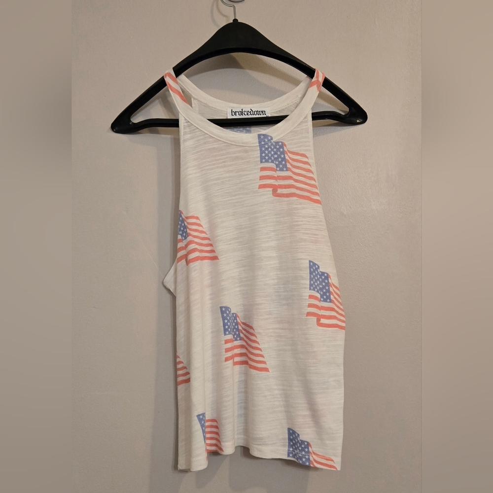Brokedown Women’s White American Flag Tank Top